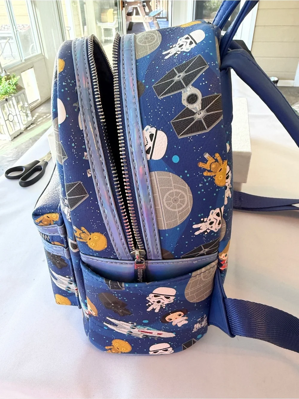 Loungefly Star Wars Blue Character Mini Backpack with Multicolor Accents